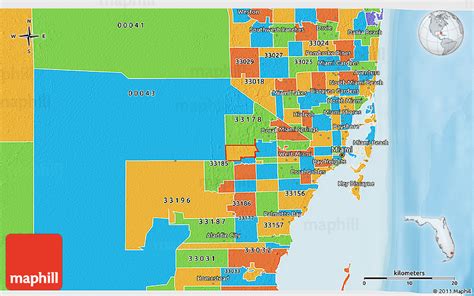 Political 3D Map of ZIP Code 33182