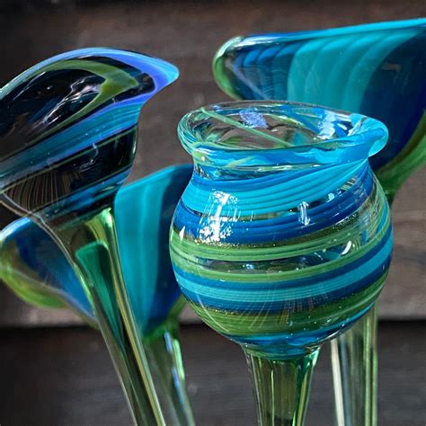 Hand Blown Glass Flowers Blue : Murano Hand Blown Art Glass Purple Blue ...