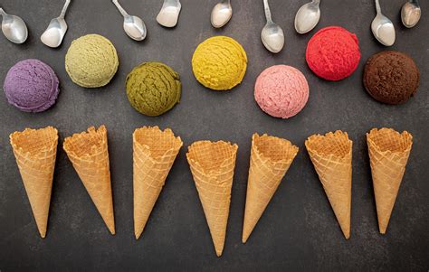 Various of ice cream flavors in scoops with spoons 1960552 Stock Photo ...