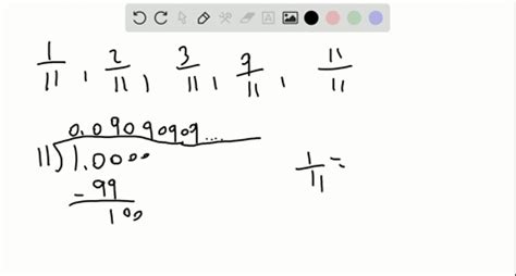 Express 1/ 9 as a repeating decimal, using a bar to indicate the ...