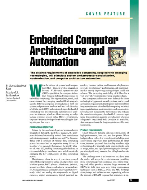 Embedded Computer Architecture and Automation