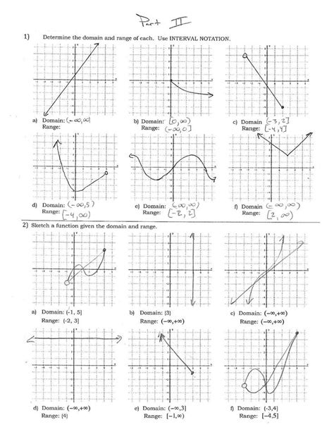 Domain and Range Worksheet 1 34 Finding Domain and Range From A Graph ...