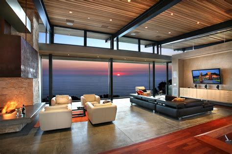 | Panoramic ocean view modern living roomInterior Design Ideas.