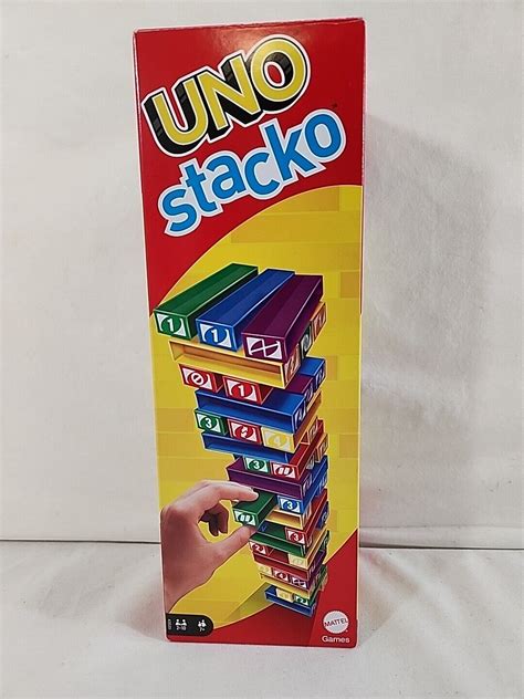 UNO Stacko Party Game Colored Stacking Blocks Balance Mattel | eBay