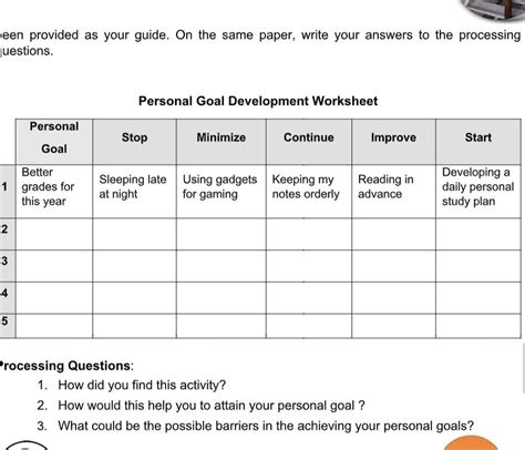 Personal Goal Development Use the worksheet provided as your guide. On ...