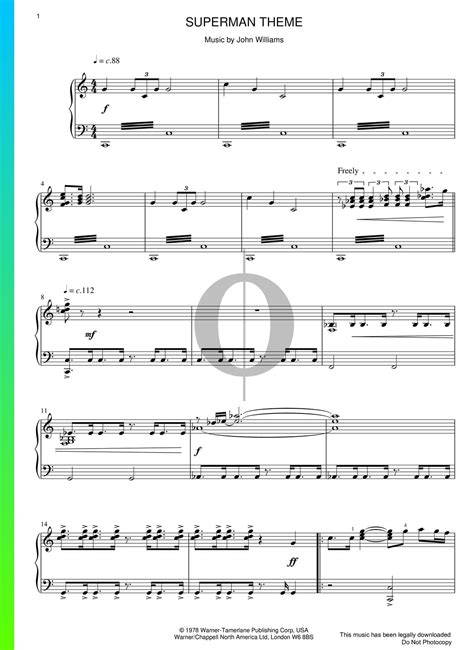 Superman Theme Piano Sheet Music from Superman by John Williams - OKTAV