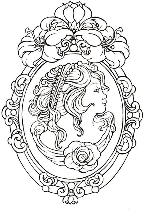 Camafeu | Cameo tattoo, Framed tattoo, Coloring book pages