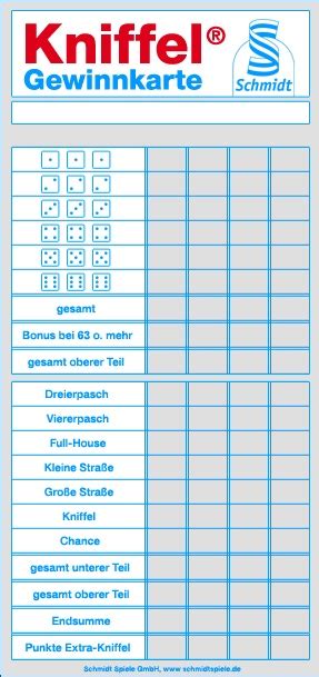 Kniffel Spielplan - Kniffel Vorlage Kostenlos Ausdrucken A4 / Kniffel ...