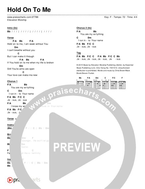 Hold On To Me Chords PDF (Elevation Worship) - PraiseCharts