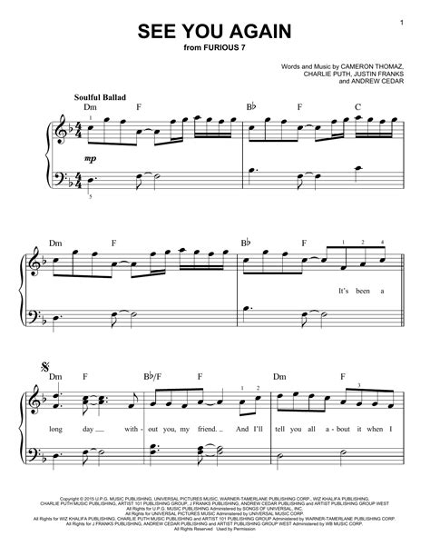 See You Again | Sheet Music Direct