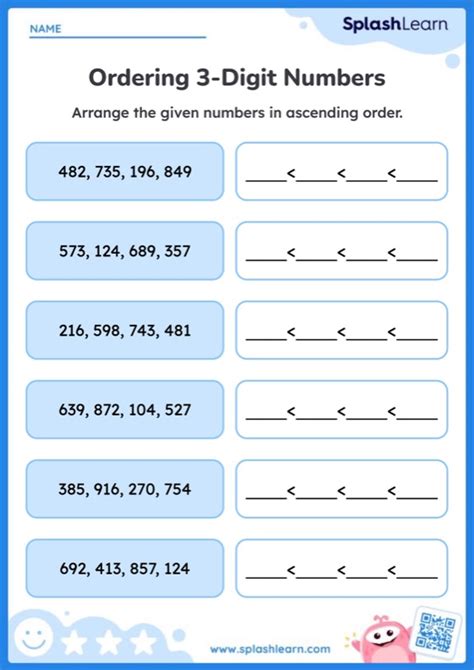 Arrange 3-Digit Numbers in Ascending Order — Printable Math Worksheet ...