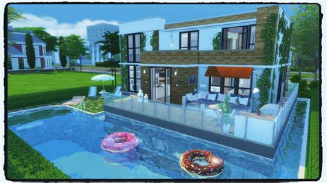 Sims 4 - Building on Newcrest Modern House with Pool (Build ...