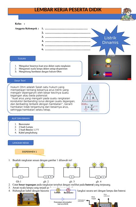 LKPD Listrik Dinamis - LKPD - Skala Tunjuk ####### Dihubungkan ke ...
