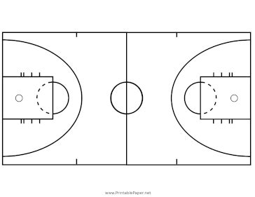 Printable Professional Basketball Court Diagram