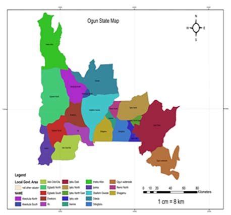 Ogun state map (Source: Authors' field survey) | Download Scientific ...