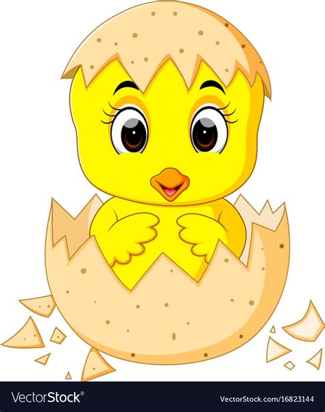 Little cartoon chick hatched from an egg Vector Image