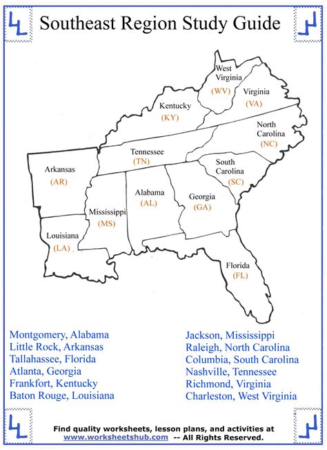 Southeast States And Capitals Quiz Printable Free - PRINTABLE TEMPLATES