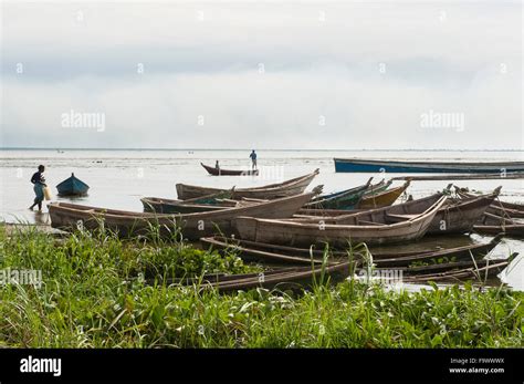 Fishing boats on Lake Albert, Uganda Stock Photo - Alamy