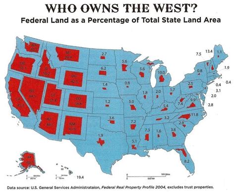 Federal land as percentage of total state land area [OS] [800x657 ...