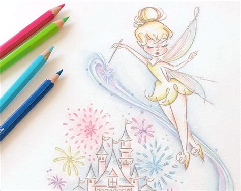 Disney Castle, Tinkerbell Art Print, Home Decor, Print, Happiest Place ...