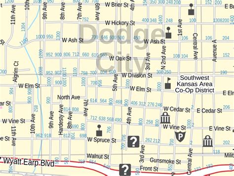 Dodge City Map, Kansas