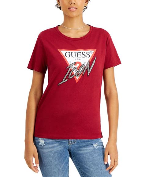 GUESS Icon Logo T-Shirt & Reviews - Tops - Women - Macy's