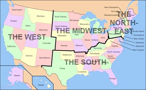 U.S. Regions: West, Midwest, South and Northeast