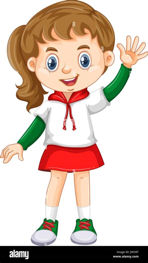 Little girl waving hand illustration Stock Vector Image & Art - Alamy