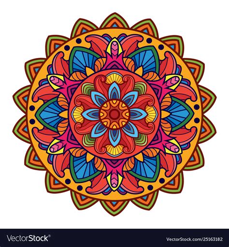 Indian mandala art with floral and colorful Vector Image