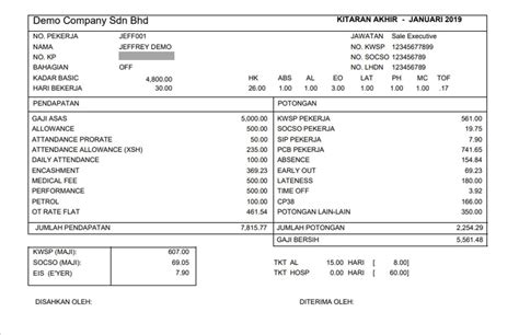 Payslip Contoh Slip Gaji Simple Malaysia Free Payslip Templates In ...