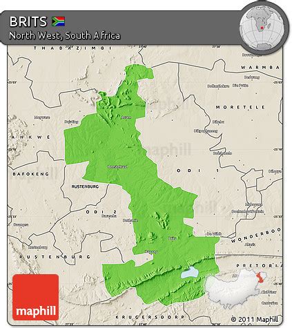 Free Political Map of BRITS, shaded relief outside