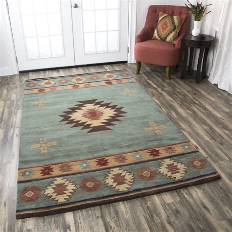 Rizzy Home Southwest SU2008 Gray/Blue Southwest/Tribal Area Rug Rattan ...