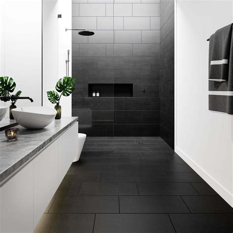 Large Black Bathroom Tiles – Rispa