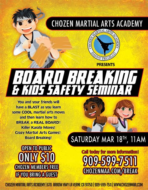 Board Breaking & Kids Safety Seminar - Chozen Martial Arts Academy