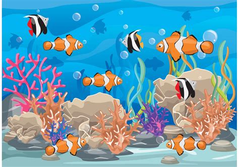 Coral Reef with Fish Vector - Download Free Vector Art, Stock Graphics ...