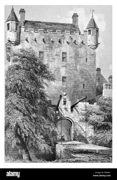 1852 Entrance to Cawdor Castle Nairn Inverness-shire Scotland Stock ...