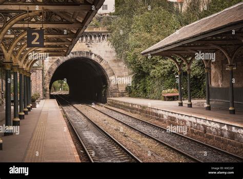 An old Victorian Era train station and platform, still in use as a ...