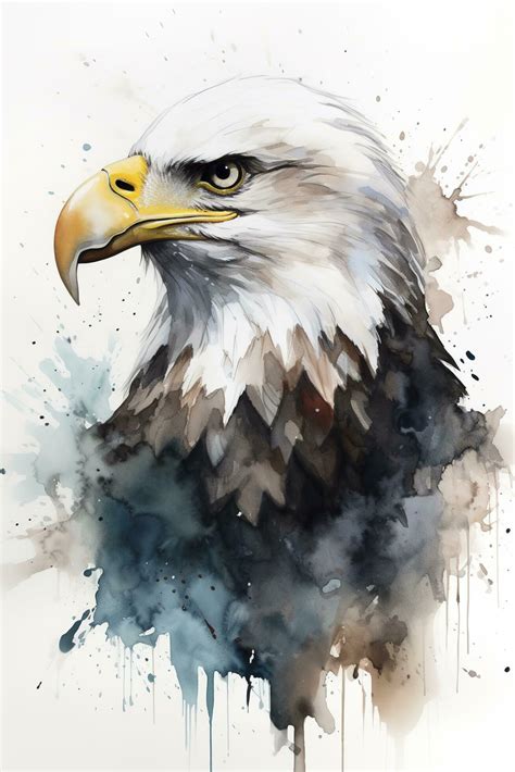 Bald eagle flying draw and paint on white background vector ...