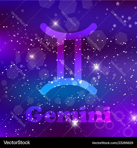 Gemini zodiac sign on a cosmic purple background Vector Image