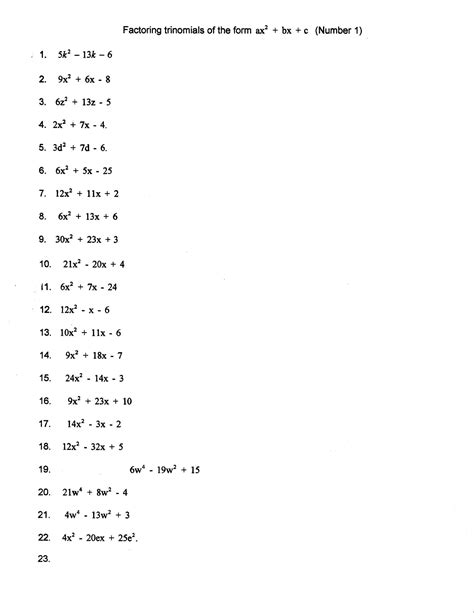 Factoring Polynomials Worksheet With Answers Algebra 2 — db-excel.com