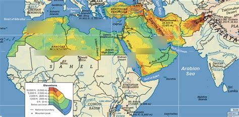 Middle East and North Africa Physical Map Diagram | Quizlet