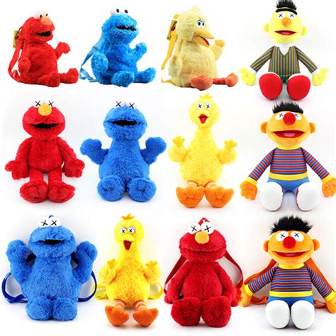 Qoo10 - Sesame Street Plush Backpack Plush Doll Red Elmo Blue Cookie ...