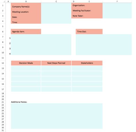 Daily Scrum Meeting Notes Excel Template