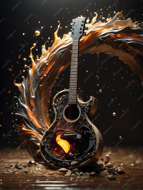 Premium AI Image | flame of an acoustic guitar