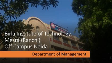 Birla Institute of Technology Mesra Off Campus Noida Department of ...