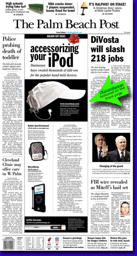 iXoundWear | In the news - The Palm Beach Post (front page)