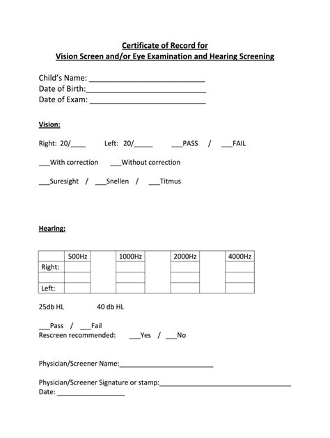 Vision screening form: Fill out & sign online | DocHub