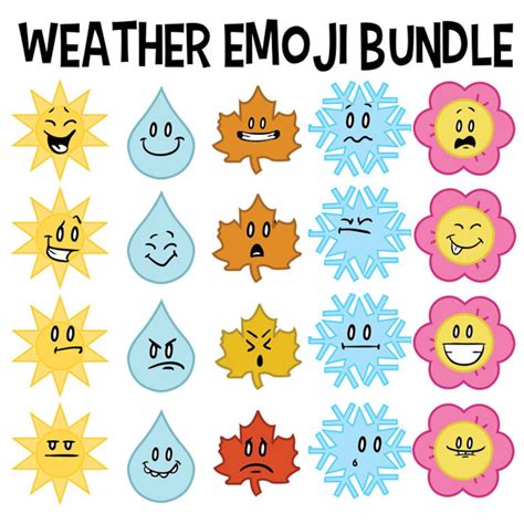 Weather Seasons Bundle of Emoji Printable Digital Clipart Png - Etsy