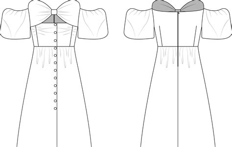 Flat sketch skirt dress off shoulder for women 12040584 Vector Art at ...