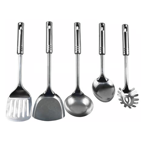 5 PIECE Stainless Steel Kitchen Utensil Set, Nonstick Cookware Cooking ...